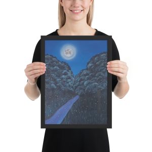 Moonlit Magic Forest (Framed Paper Print)