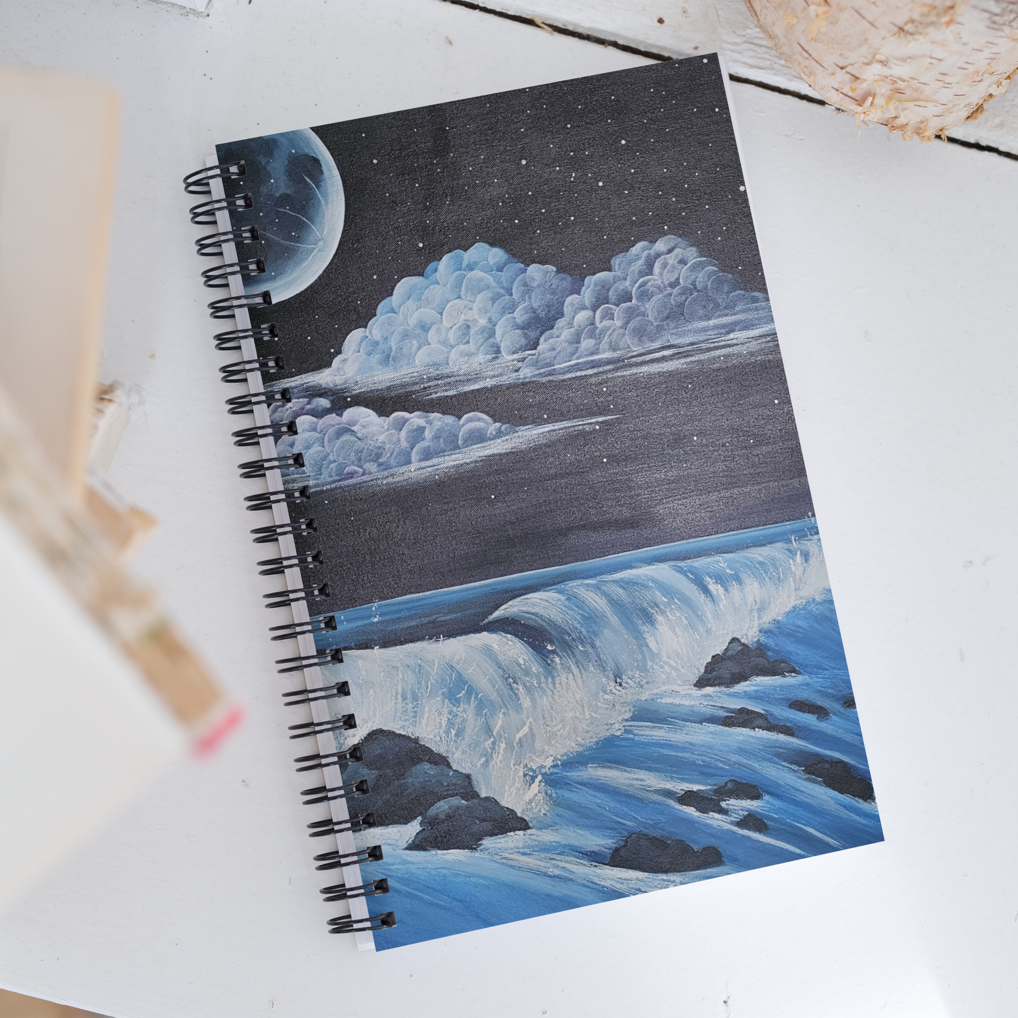 Spiral notebook (Moonlit Rocky Shores)